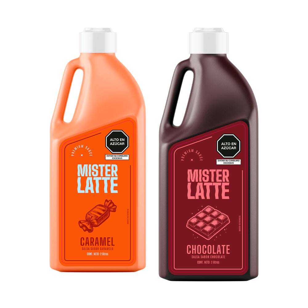 Pack Salsas Mr. Latte - (1) Salsa Caramelo 2L (1) Salsa Chocolate 2L