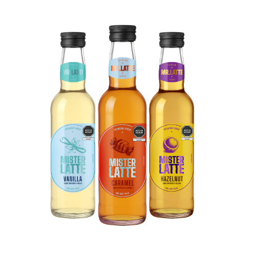 Pack Jarabes Mr. Latte - (1) Caramelo 750mL (1) Avellana 750mL (1) Vainilla 750mL